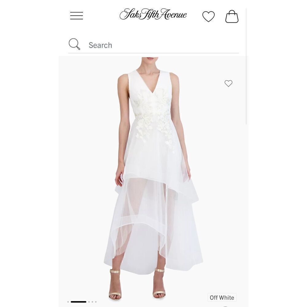 BCBGMAXAZRIA Embroidered Gown Bridal Maxi Dress size 4